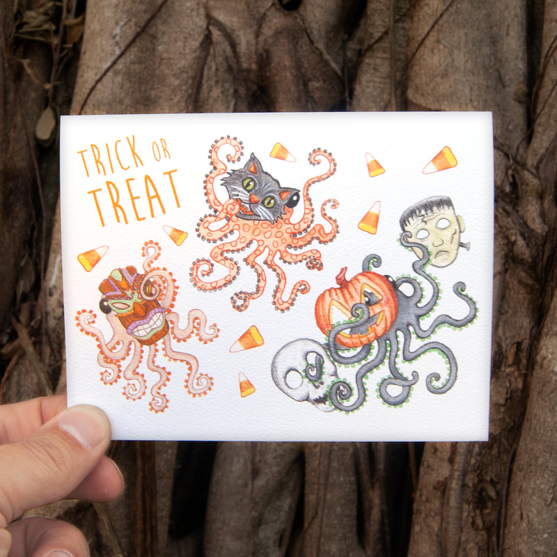 Octopus Costume Party Card