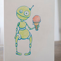 robot birthday card