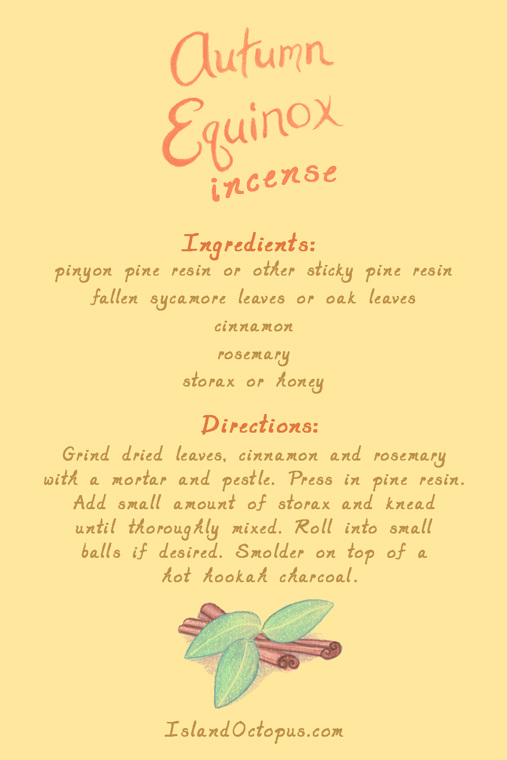 Autumn Equinox Incense recipe by IslandOctopus.com