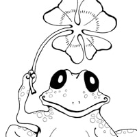 frog and clover coloring page