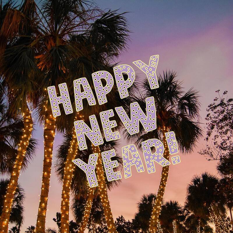 Happy New Year Palm Trees