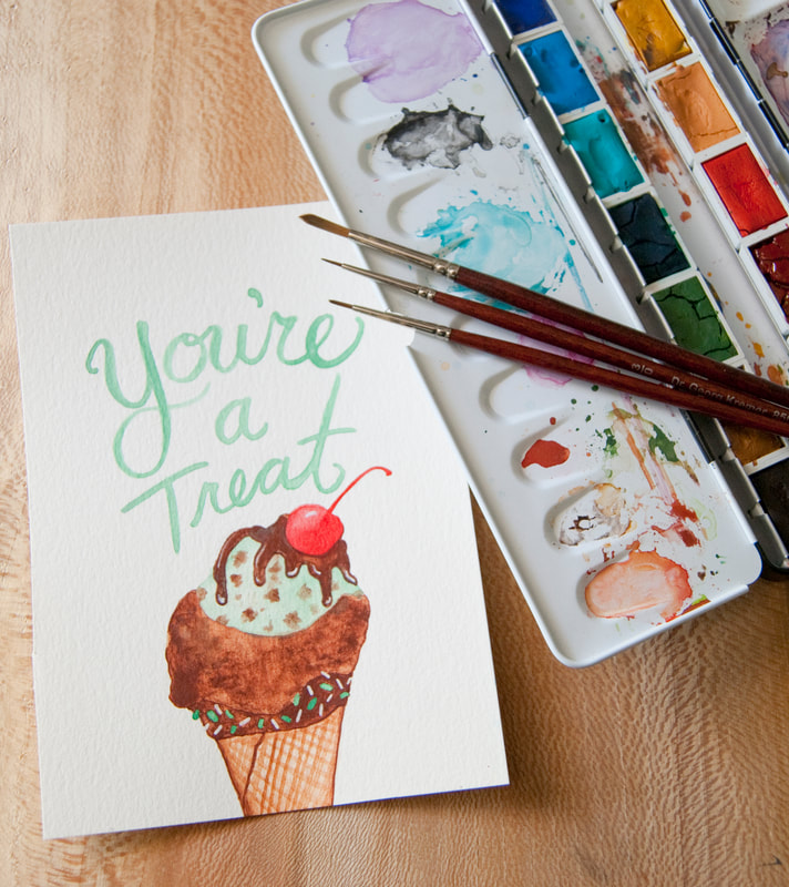 watercolor illustration you're a treat